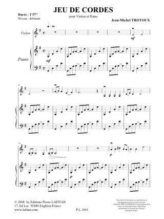 Jeu de Cordes - Jean-Michel Trotoux - Partition - Violon