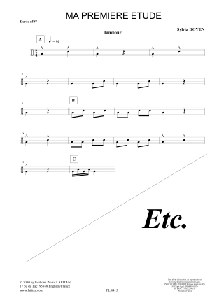 Ma Première Etude - Sylvia Doyen - Partition - Caisse-claire