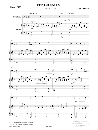 Tendrement - Jean-Jacques Flament - Partition - Trombone
