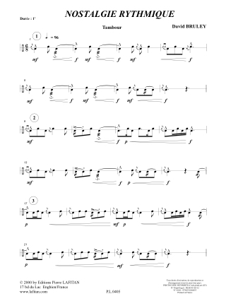 Nostalgie Rythmique - David Bruley - Partition - Caisse-claire