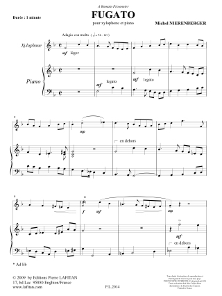 Fugato - Michel Nierenberger - Partition - Xylophone