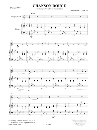 Chanson douce - Alexandre Carlin - Partition - Trompette