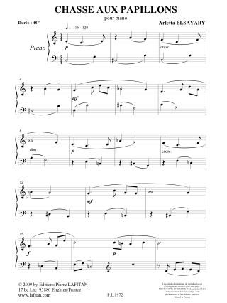 La Chasse Aux Papillons - Arletta Elsayari - Partition - Piano