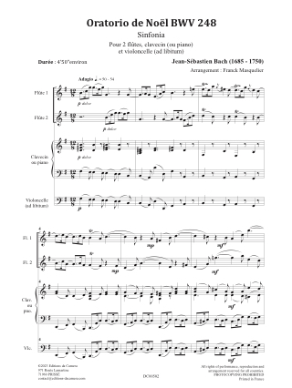 Sinfonia de l'Oratorio de Noël - BACH - Partition - Trios