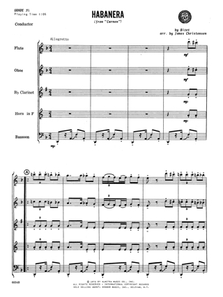 Habanera - Woodwind quintet - Score + parts - BIZET - Partition