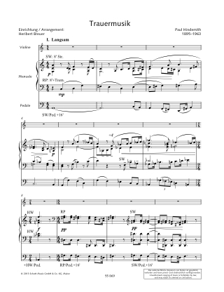 Trauermusik - Violon et Orgue - HINDEMITH - Partition - Violon
