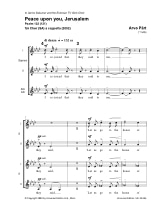 Peace Upon You, Jerusalem - PÄRT - Partition - Chœur