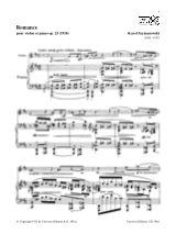 Romance op. 23 - SZYMANOWSKI - Partition - Violon