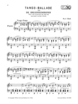 Tango-Ballade - WEILL - Partition - Piano